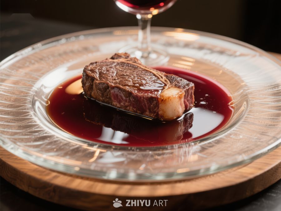 红酒配牛排，精致美食呈现 325