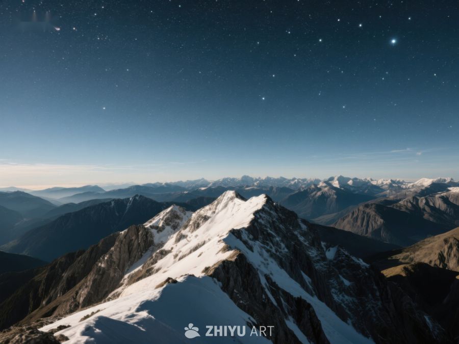 雪山夜景，星空璀璨 240