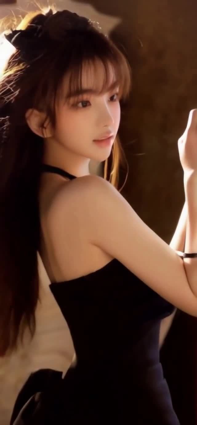 一位年轻女性出现在画面中，她留着棕色长发，部分头发