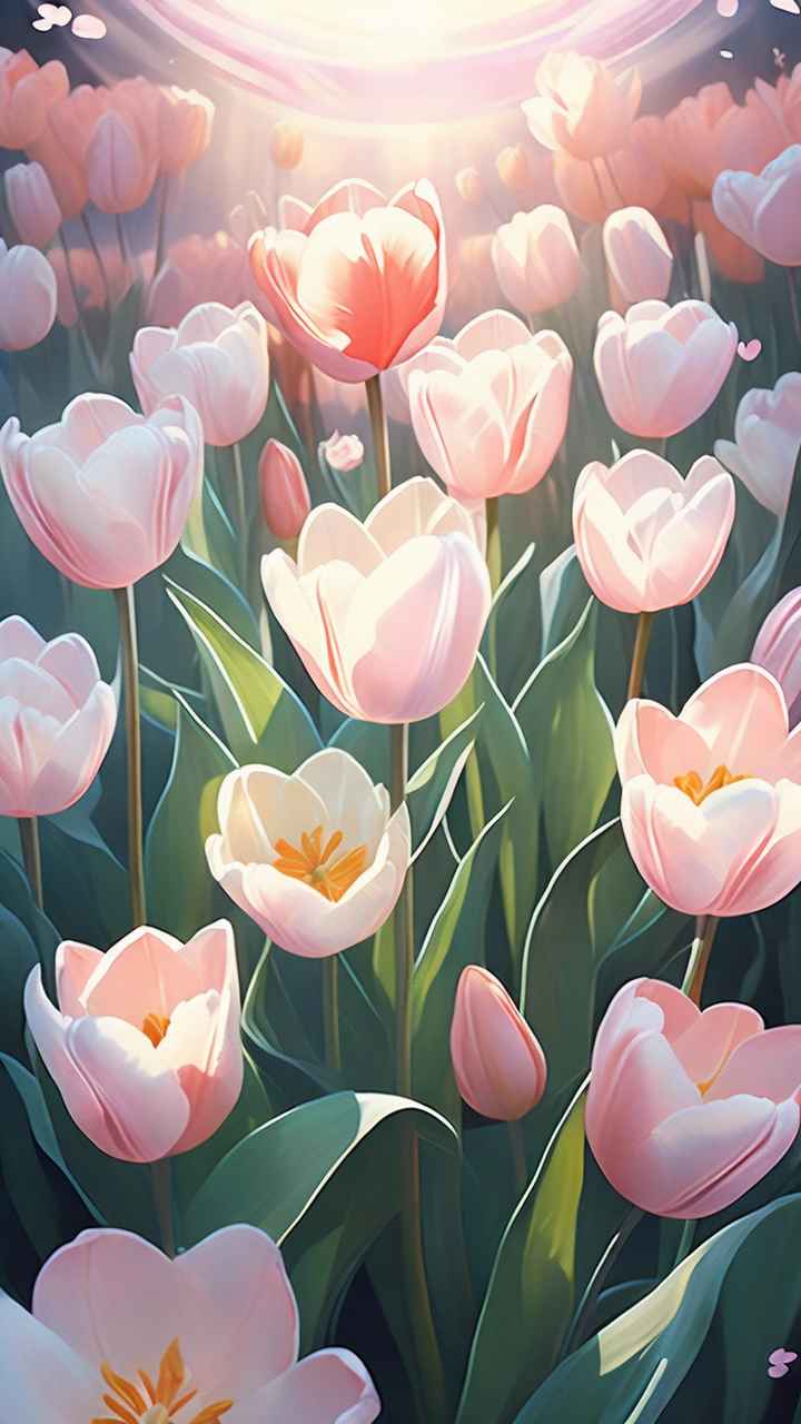 一个白色郁金香花束正在开放插画 83