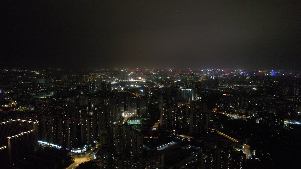 四川成都夜景大景航拍