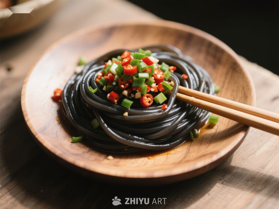 黑米面条配青红辣椒 227