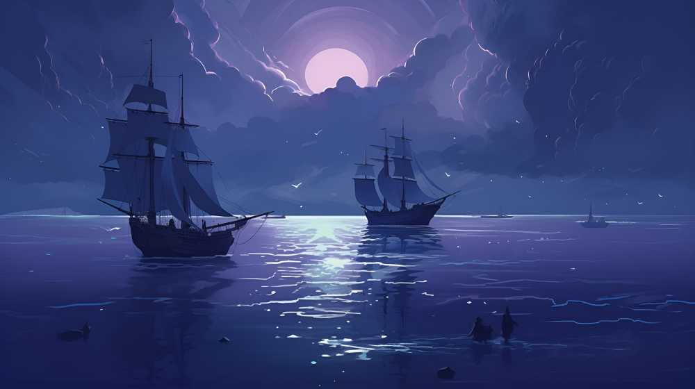 紫色夜景唯美月亮