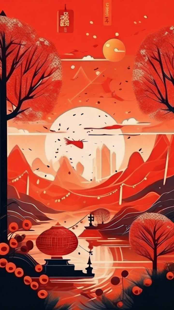 春节祭祖简约插画背景 14