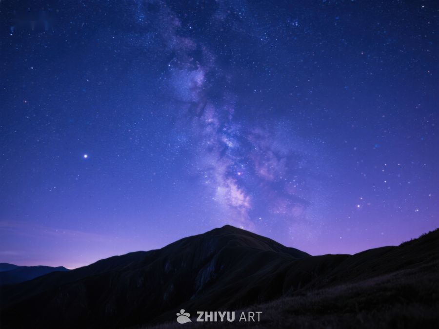 夜空银河与山峦剪影 446