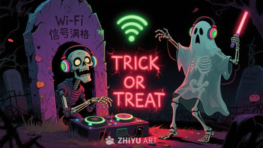 万圣节DJ派对：骷髅与幽灵的狂欢