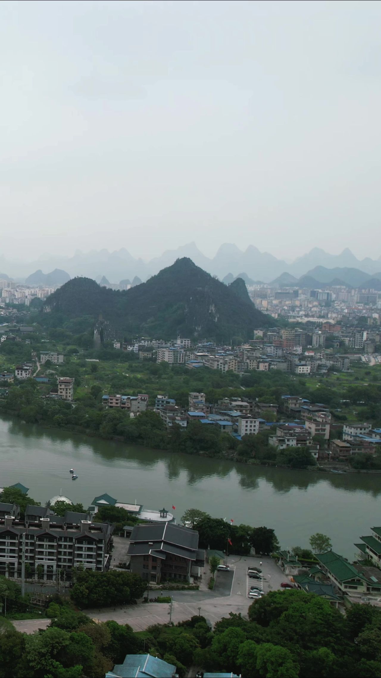 桂林城市风光竖屏航拍