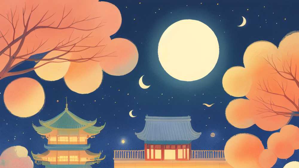 唯美小暑夜晚原创插画海报素材