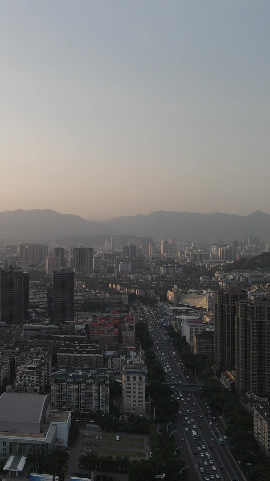 城市航拍福建福州黄昏城市