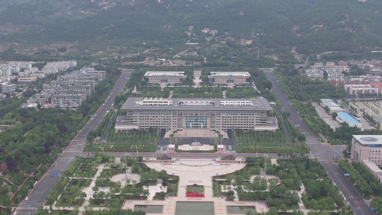 山东泰安城市风光航拍 