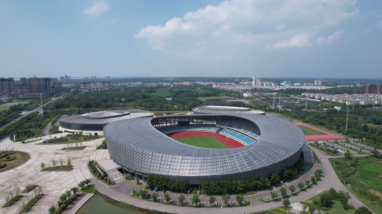 江苏宿迁城市风光地标建筑航拍 
