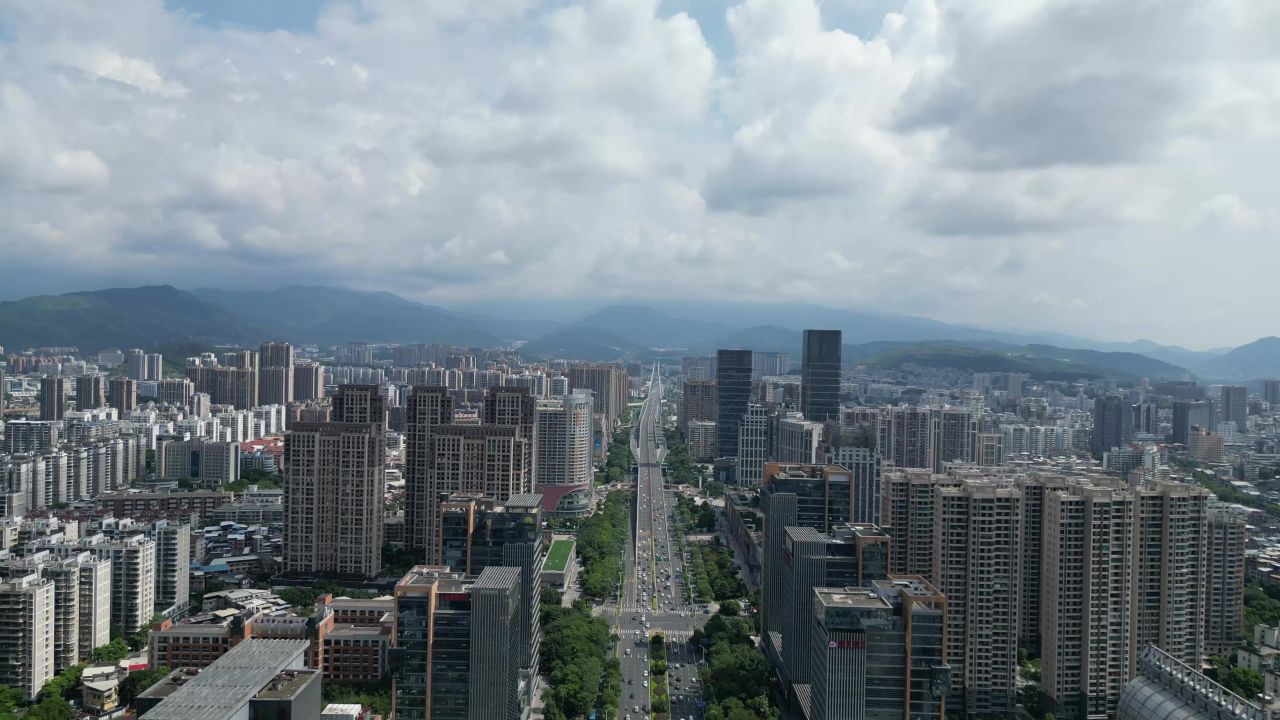 航拍福建龙岩龙岩大道