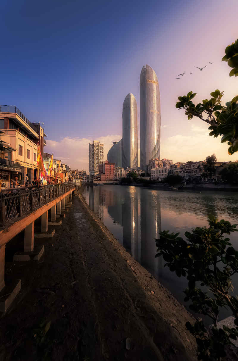 晚霞与飞鸟