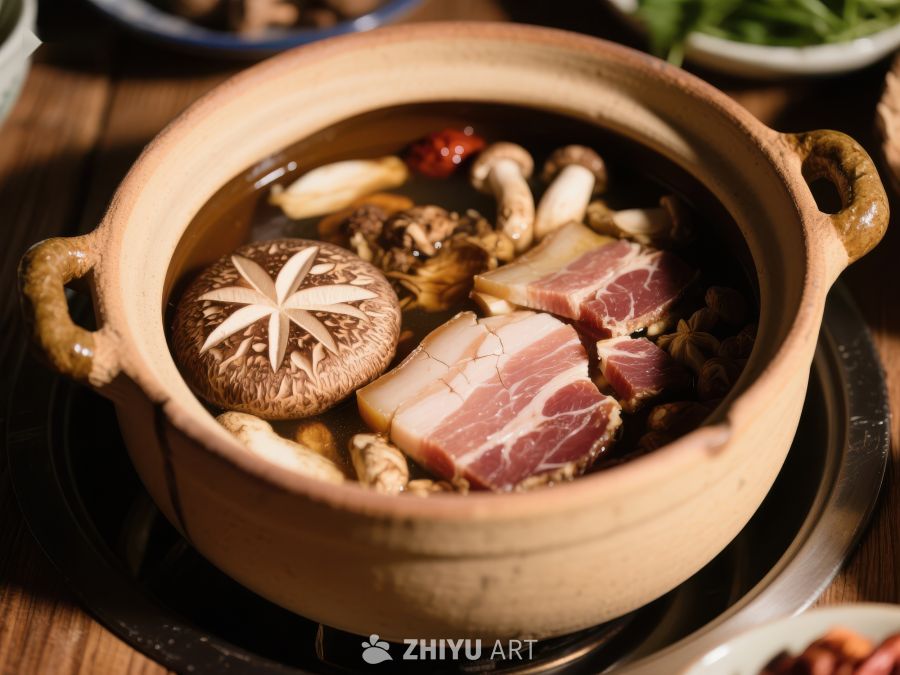 砂锅炖肉，香菇与五花肉的美味组合 550
