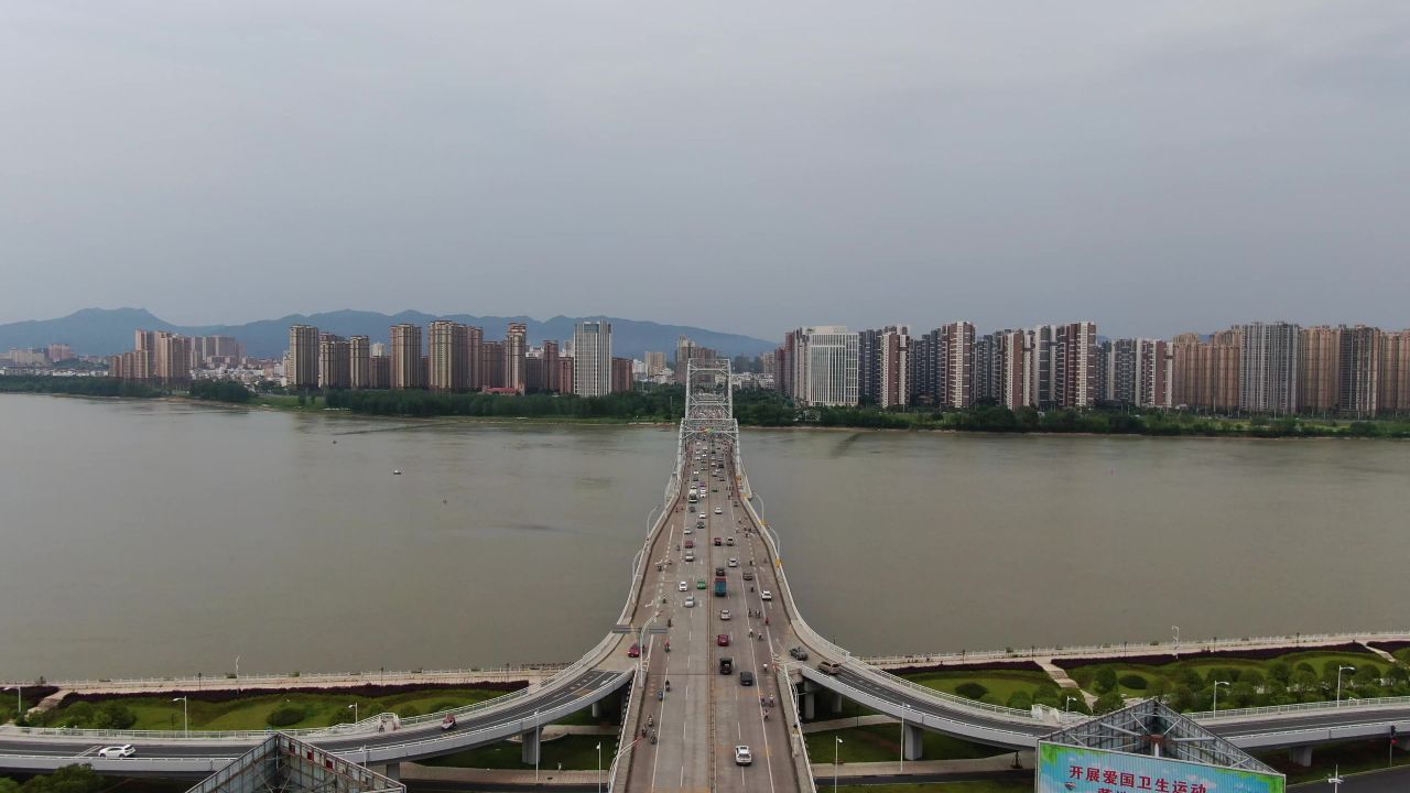  江西吉安大桥交通航拍