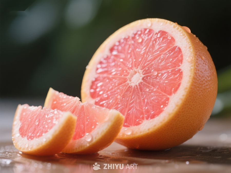 新鲜切开的葡萄柚特写 714