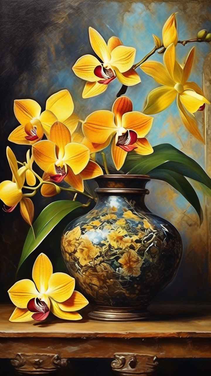 黄色兰花插画 10