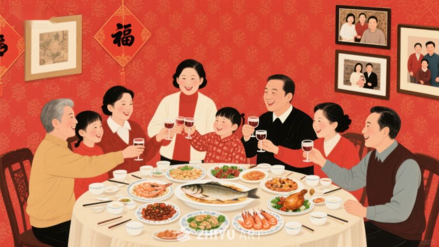 家庭团圆饭庆祝节日 523