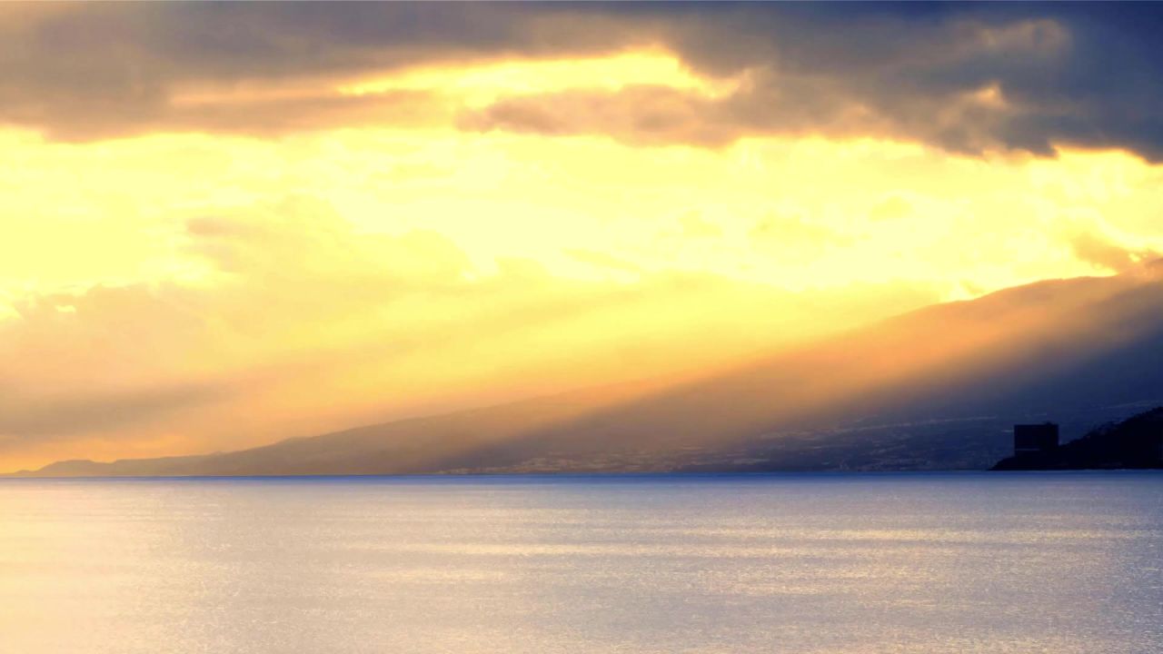 太阳光线日落海洋山