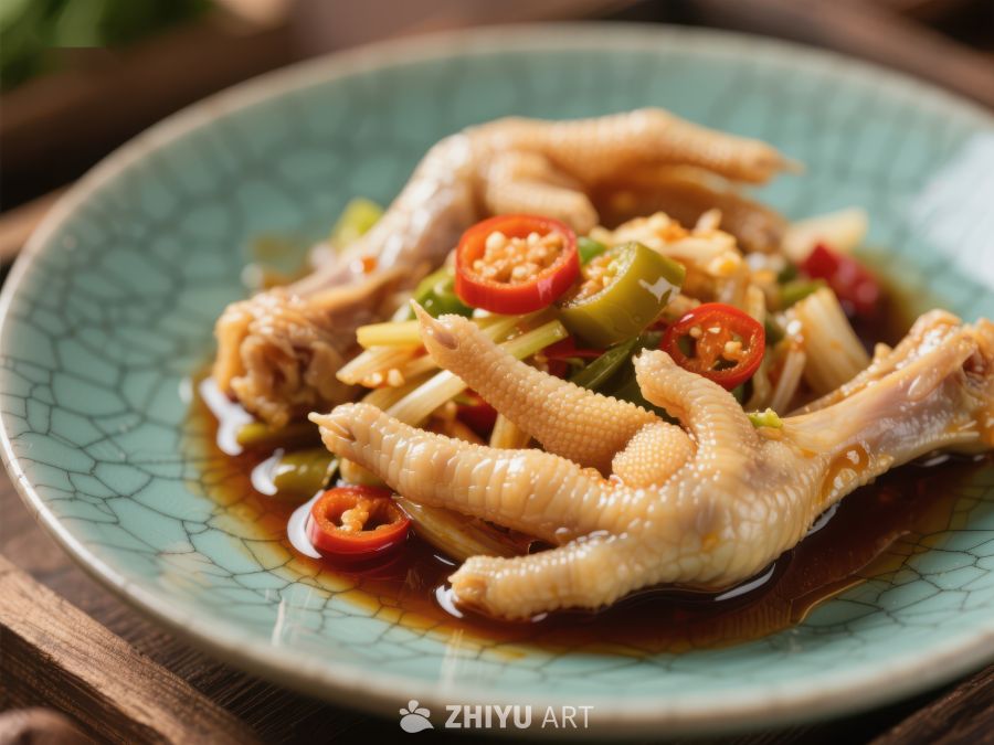 香辣鸡爪配蔬菜 1585