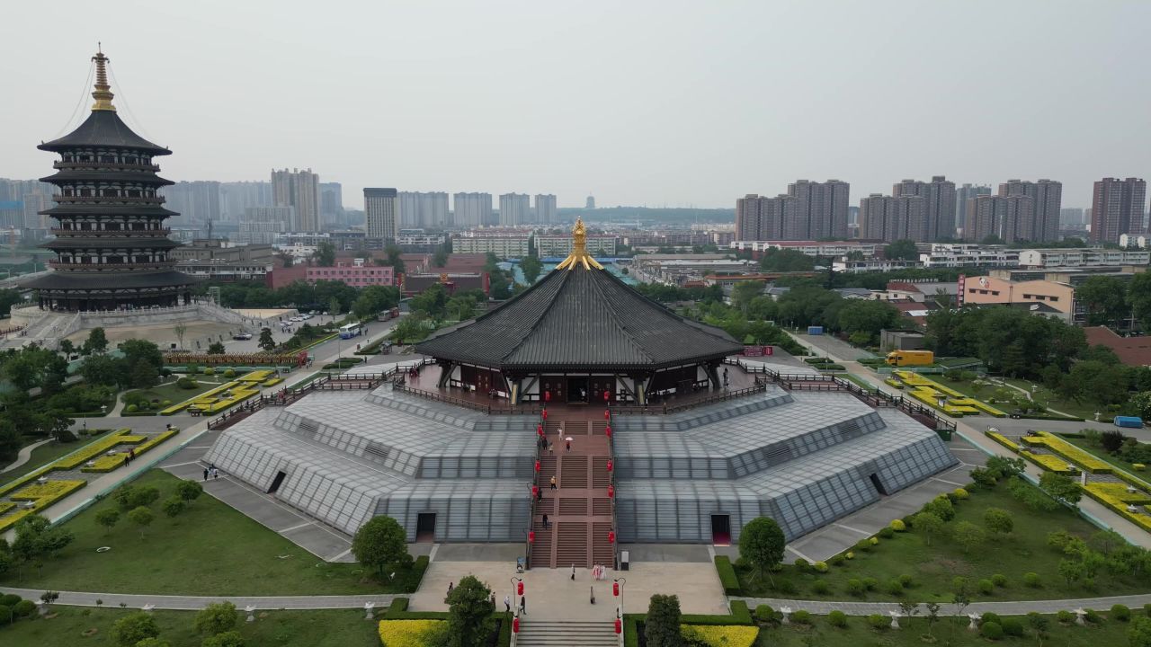  航拍洛阳明堂天堂景区