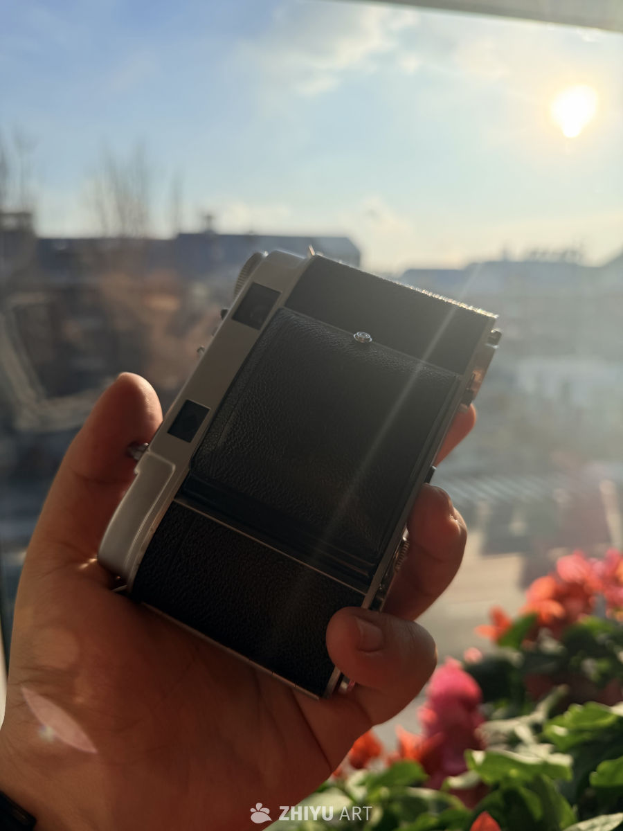 手持复古相机的午后时光