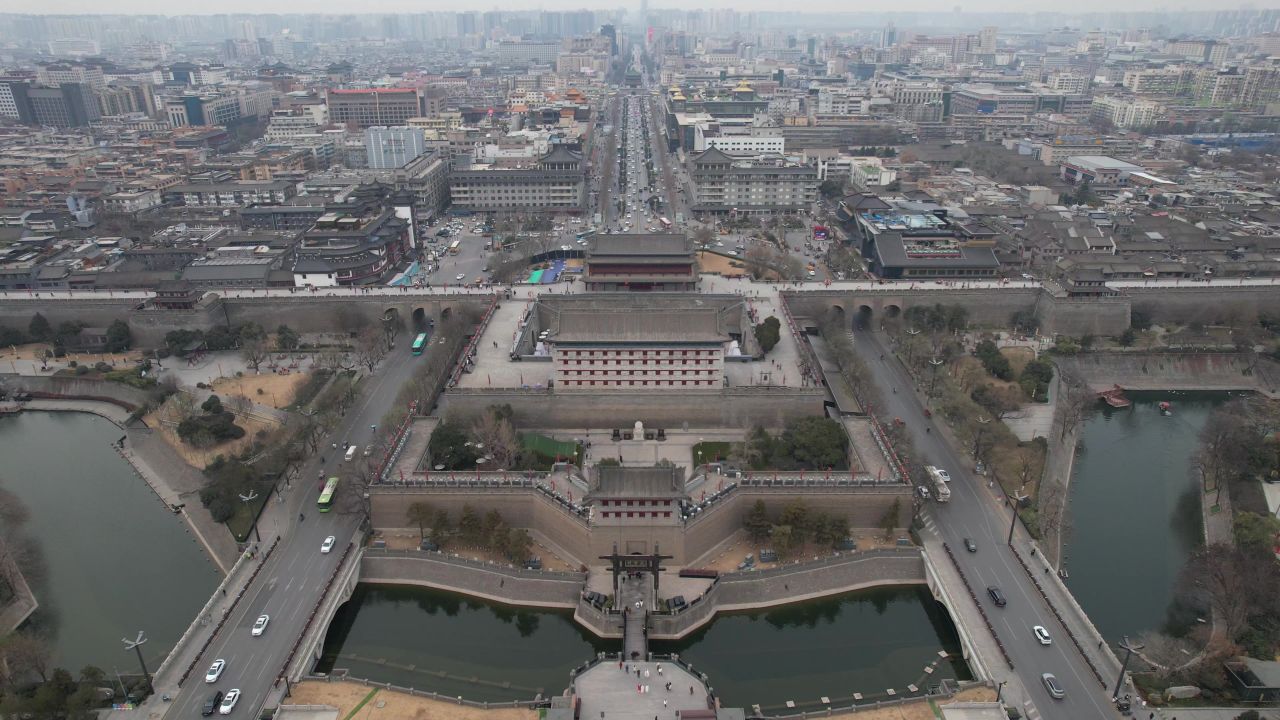 陕西西安古城墙永宁门历史文化