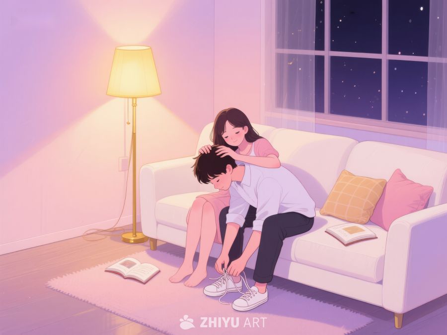 温馨夜晚，沙发上的亲密互动 898