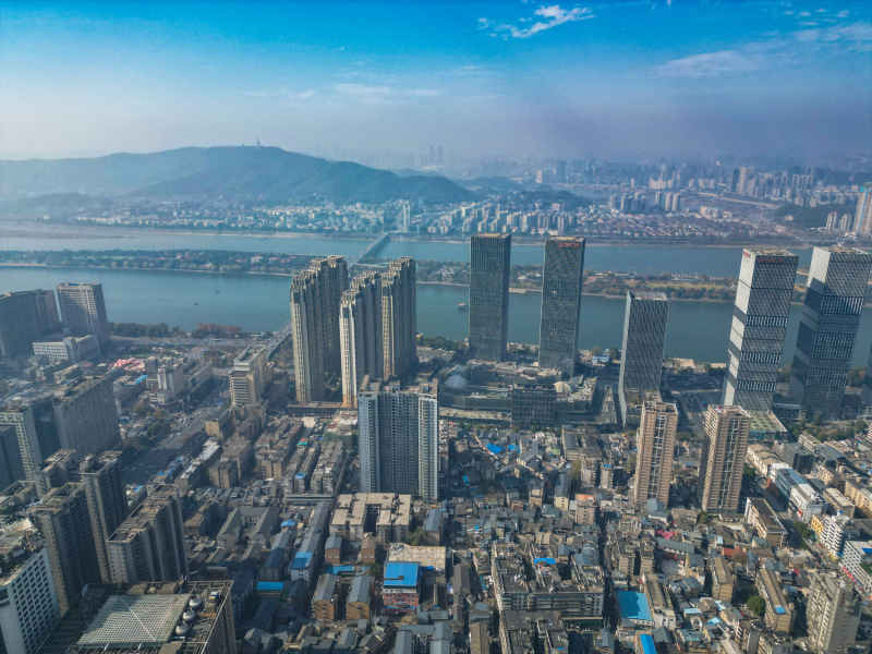 湖南长沙城市风光航拍摄影图