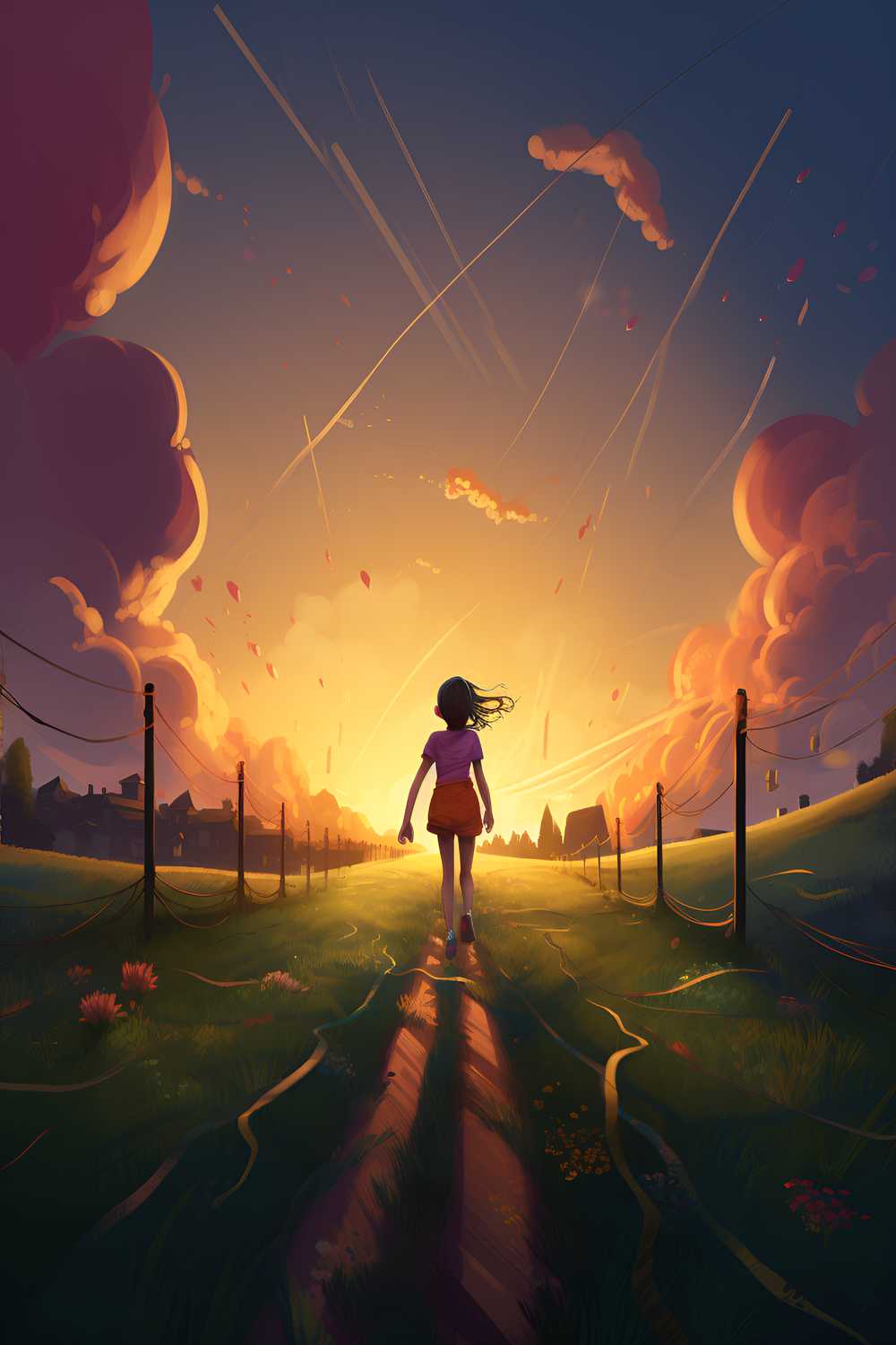 插画女孩非常自然
