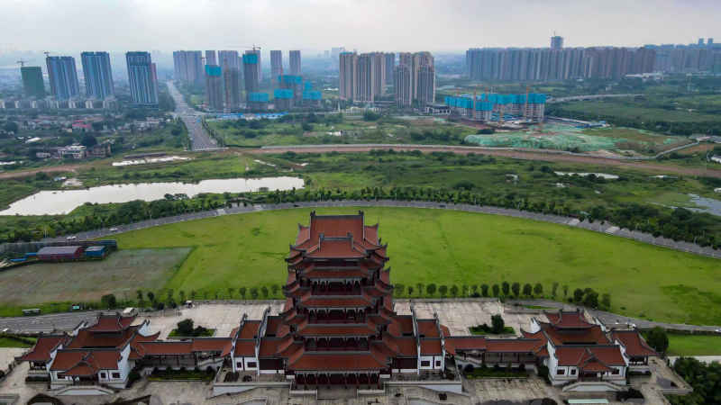 湖南湘潭城市风光航拍 