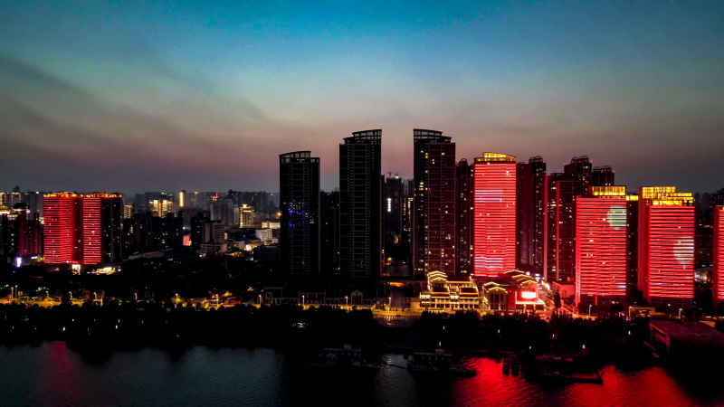 湖北襄阳城市风光航拍摄影图