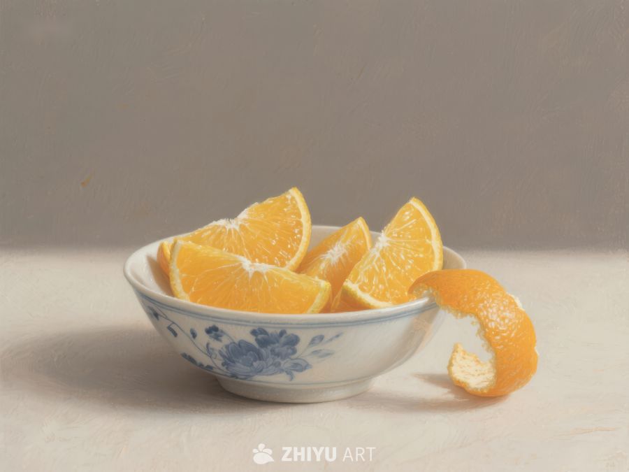 瓷碗中的橙子切片 44