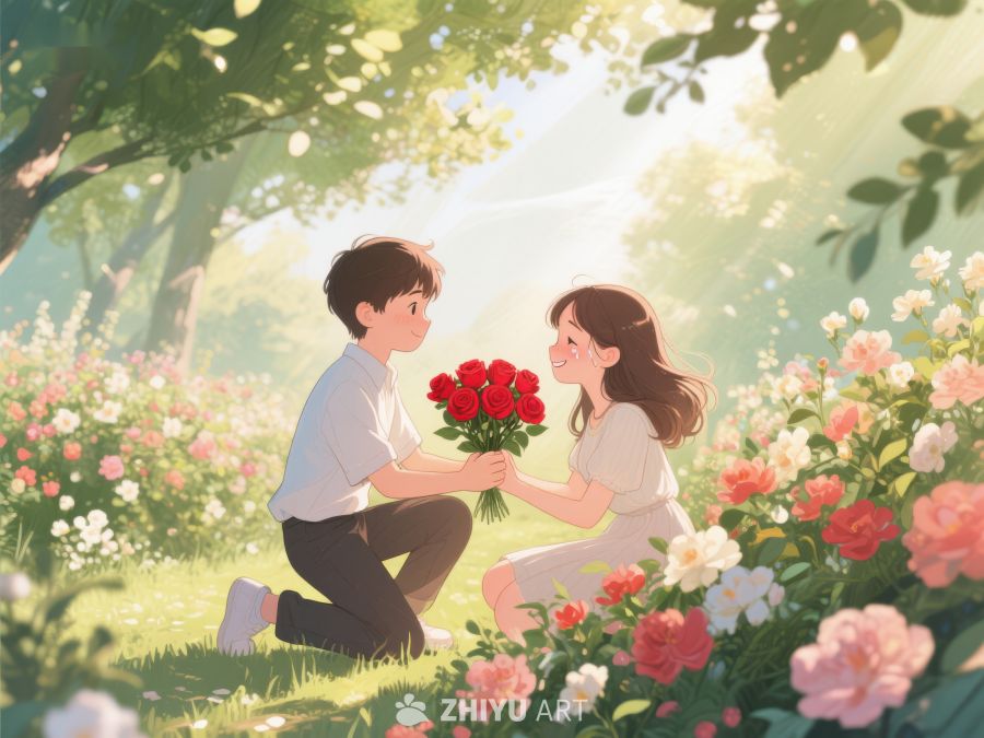花园中献花的浪漫瞬间 368