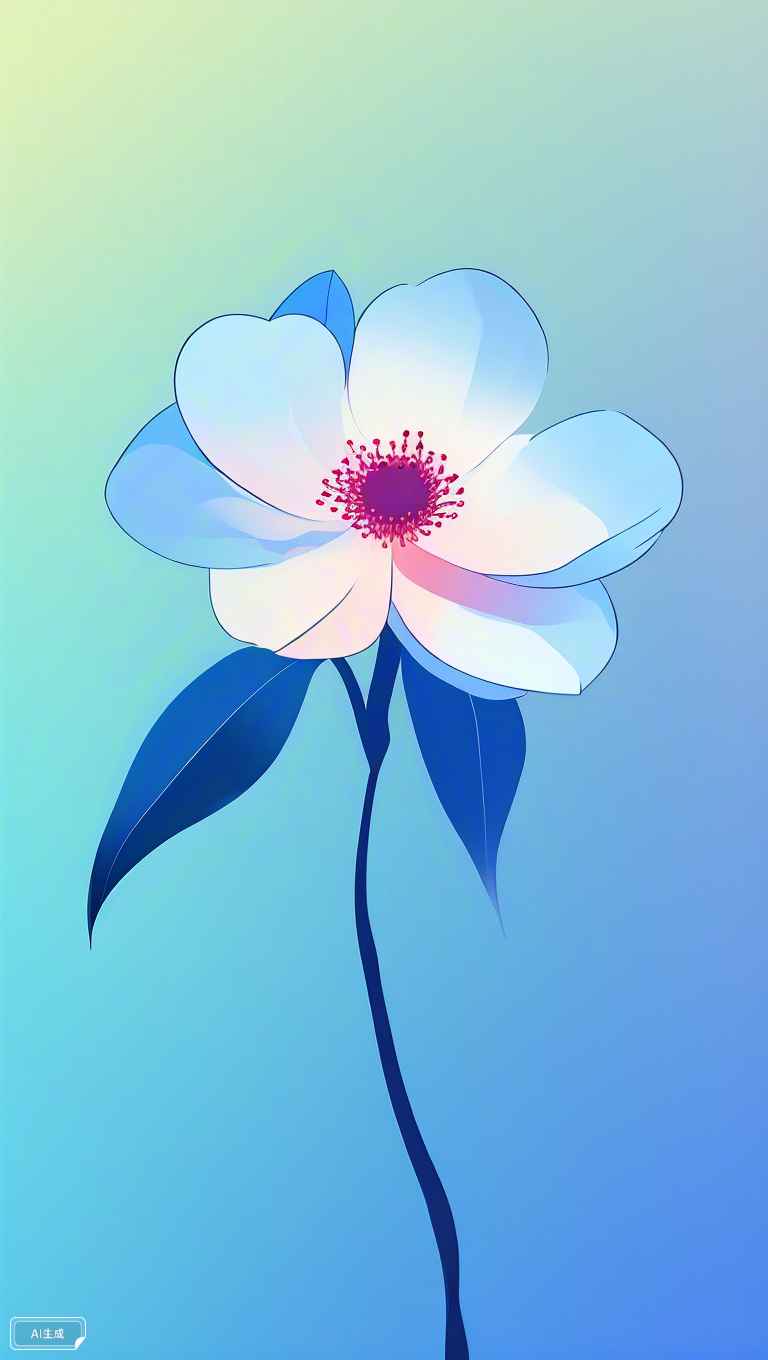 一朵桃花渐变色唯美简约高清 6