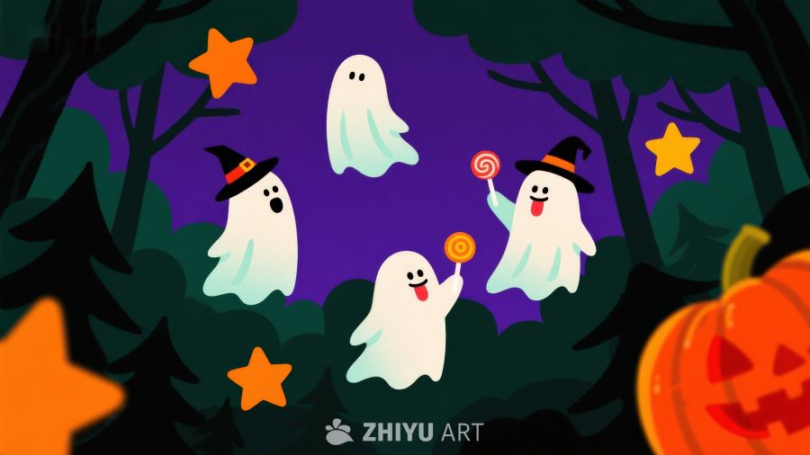 万圣节夜晚的幽灵派对