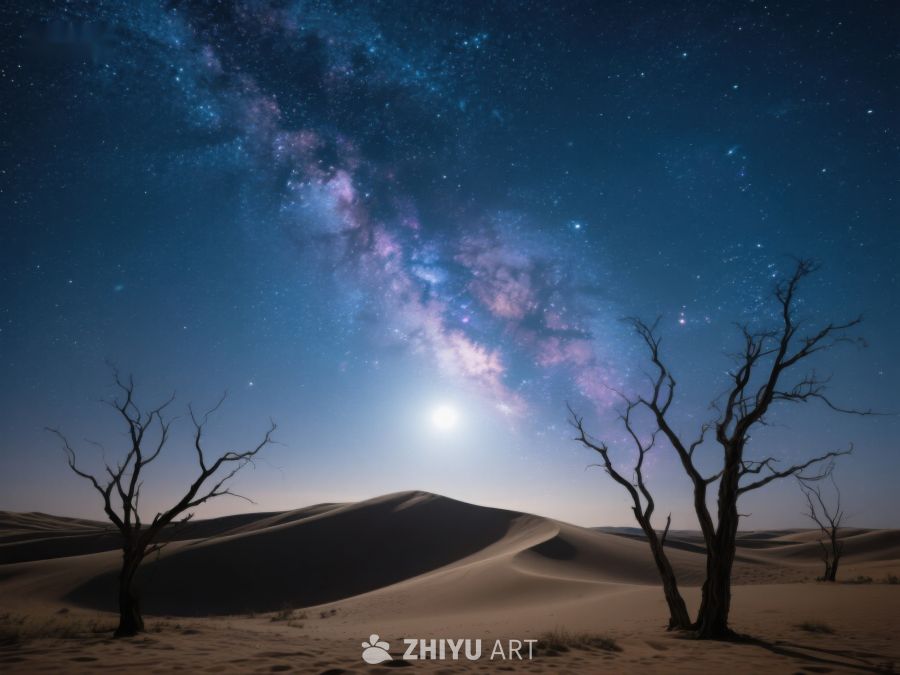 星空下的沙漠枯树 198