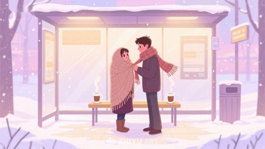 冬日公交站的温暖瞬间 136