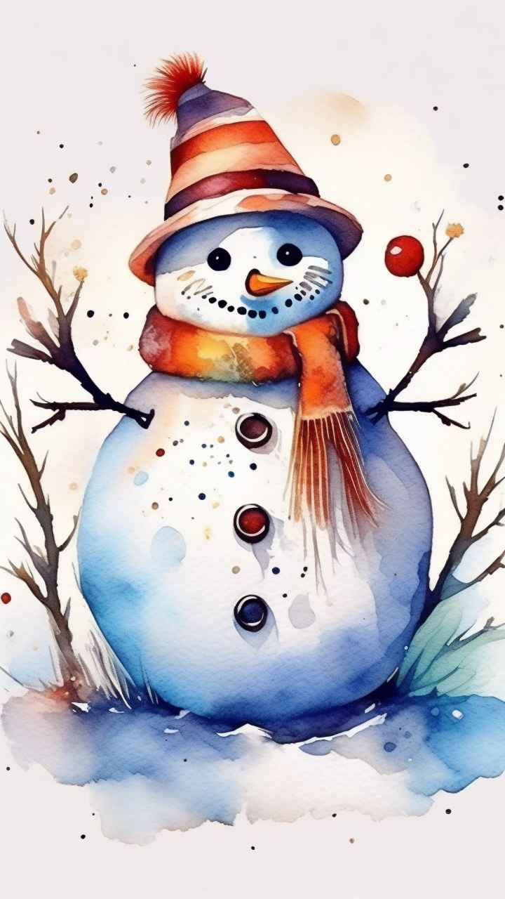 冬季插画雪人堆 80
