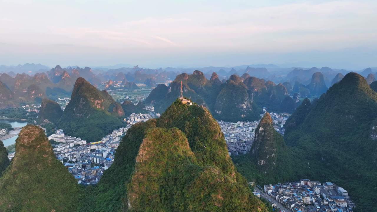 桂林山水日落美景