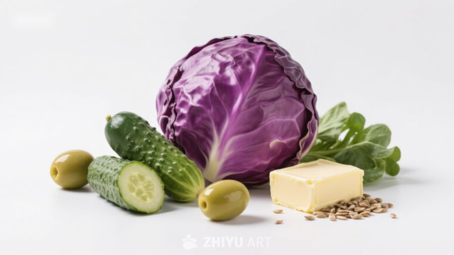 紫甘蓝与蔬菜食材组合