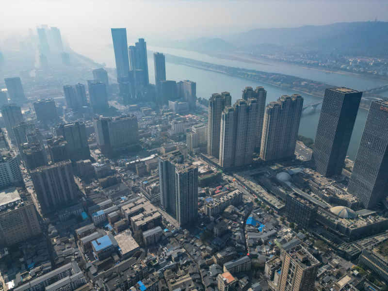 湖南长沙城市风光航拍摄影图