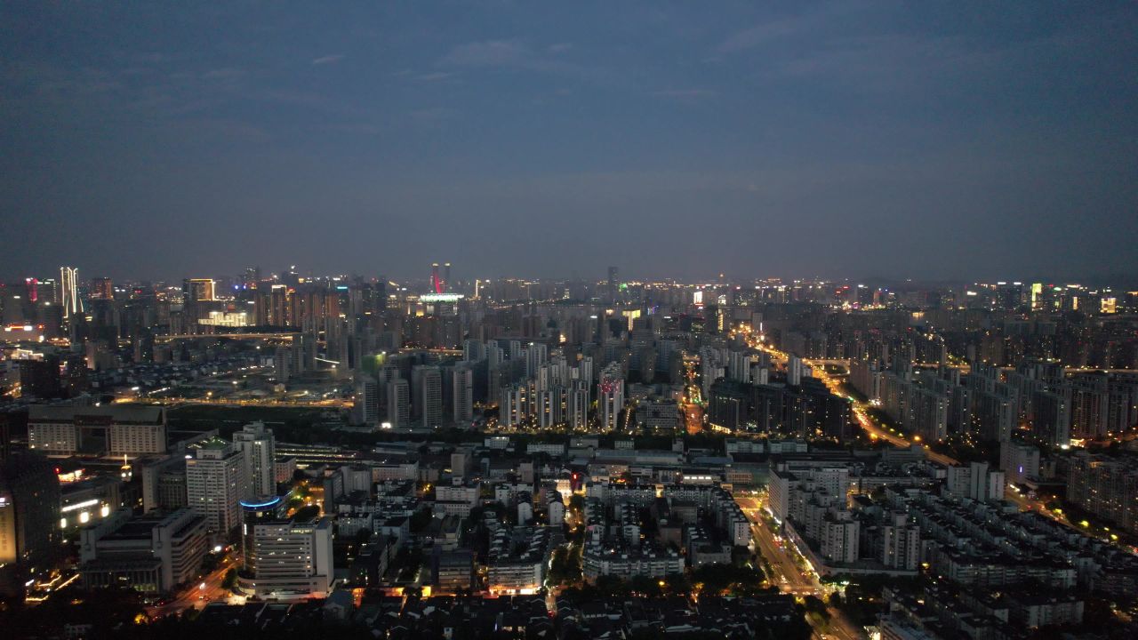 浙江杭州城市风光地标建筑航拍