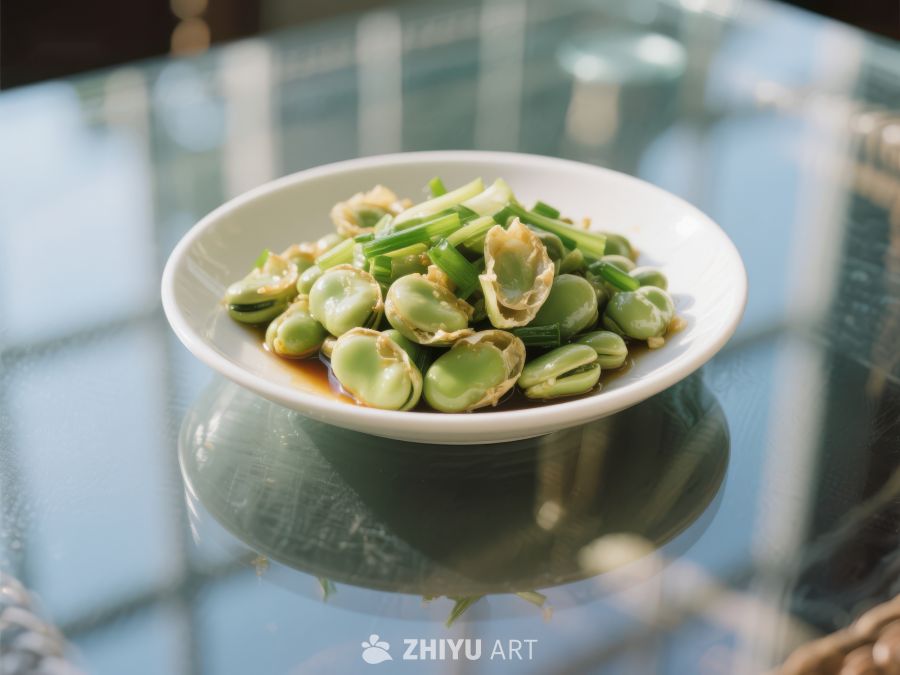 清炒蚕豆与蒜苗的美味佳肴 692