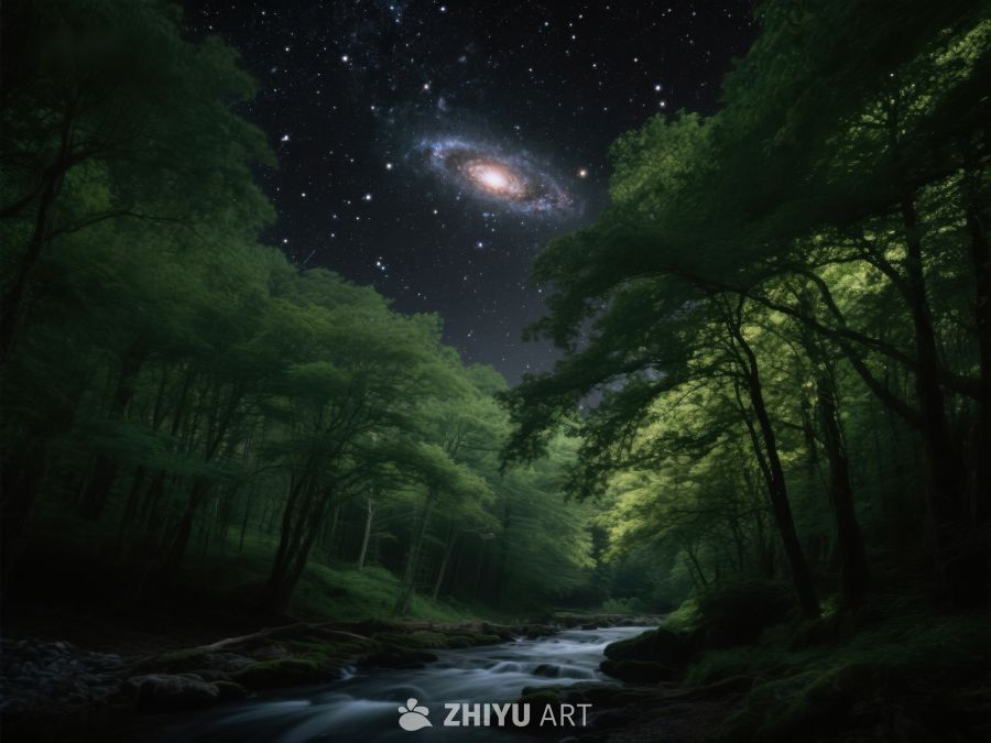 星空下的森林溪流 206