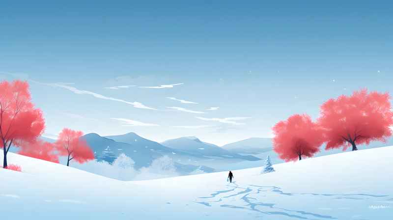 冬季唯美雪景创业插画 34