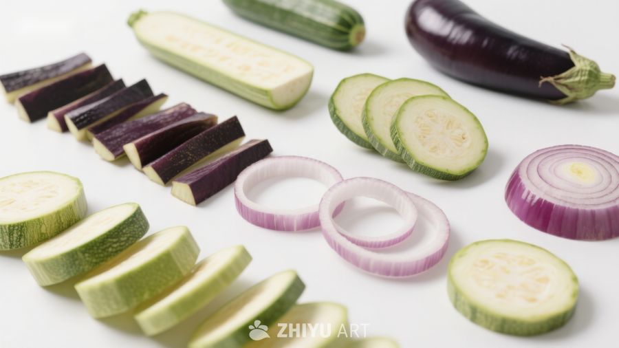 切好的茄子黄瓜洋葱