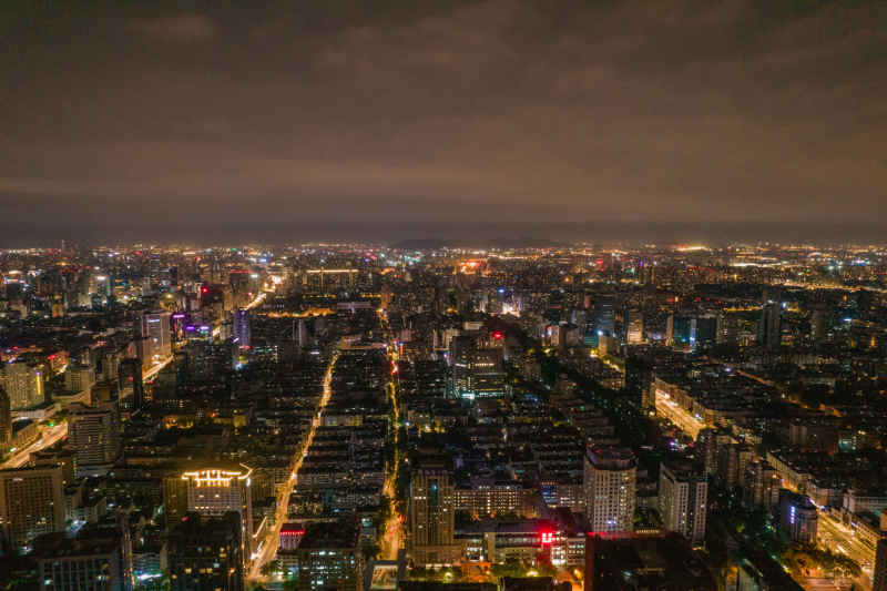航拍 浙江 杭州 城市 夜景