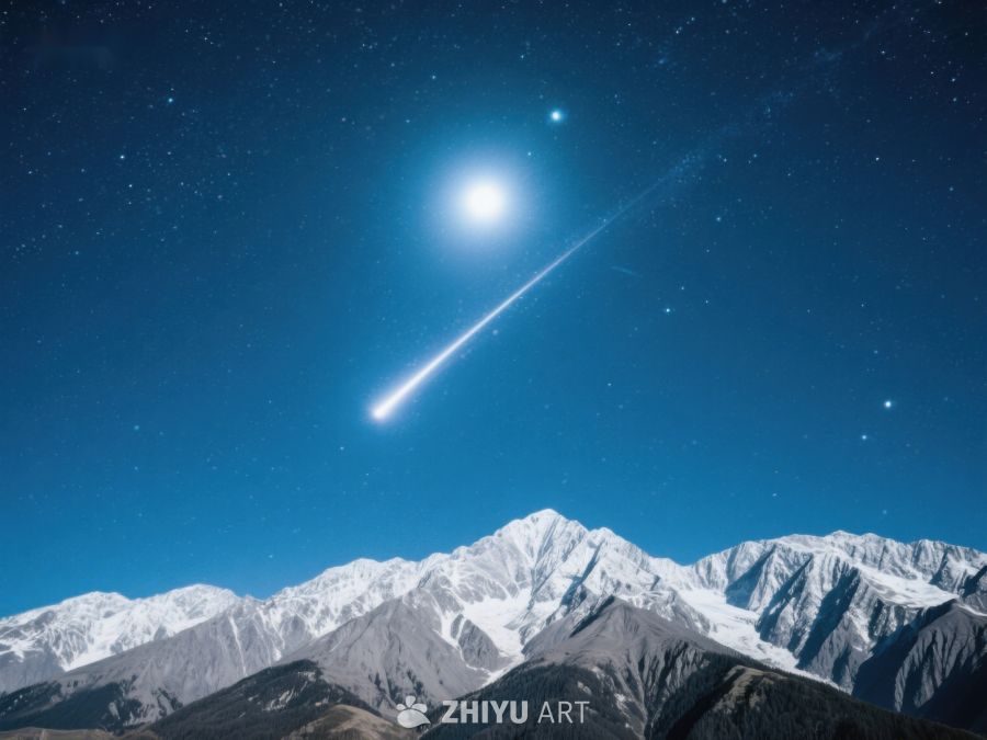 流星划过雪山夜空 48