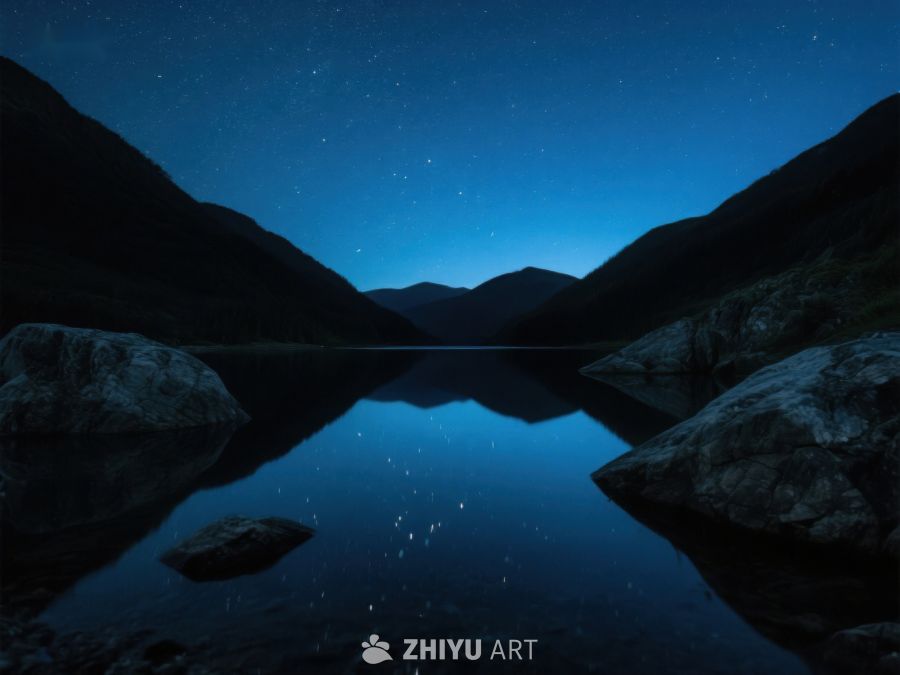 夜空下的静谧湖景 344